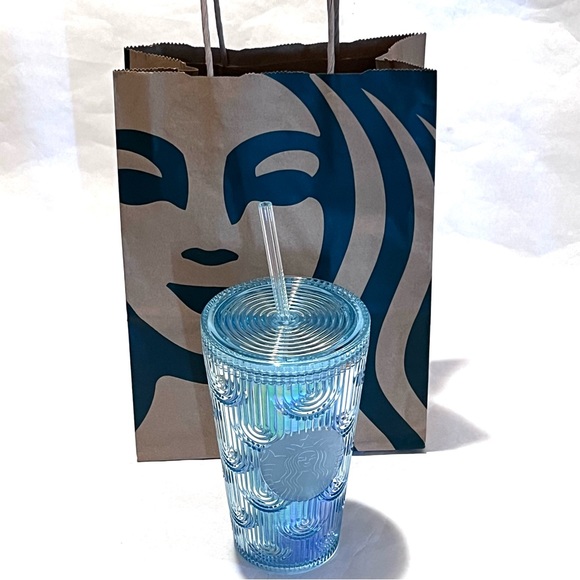 Starbucks Iridescent Mermaid Scale Cold Cup Tumbler with Straw 16oz Blue - Picture 10 of 11
